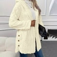 thumbnail image 1 of Mgmyaa Womens Winter Plush Hooded Jacket Long Sleeve Button Front Fleece Warm Long Coat, 1 of 8