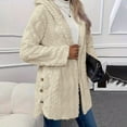 thumbnail image 1 of Mgmyaa Womens Winter Plush Hooded Jacket Long Sleeve Button Front Fleece Warm Long Coat, 1 of 8