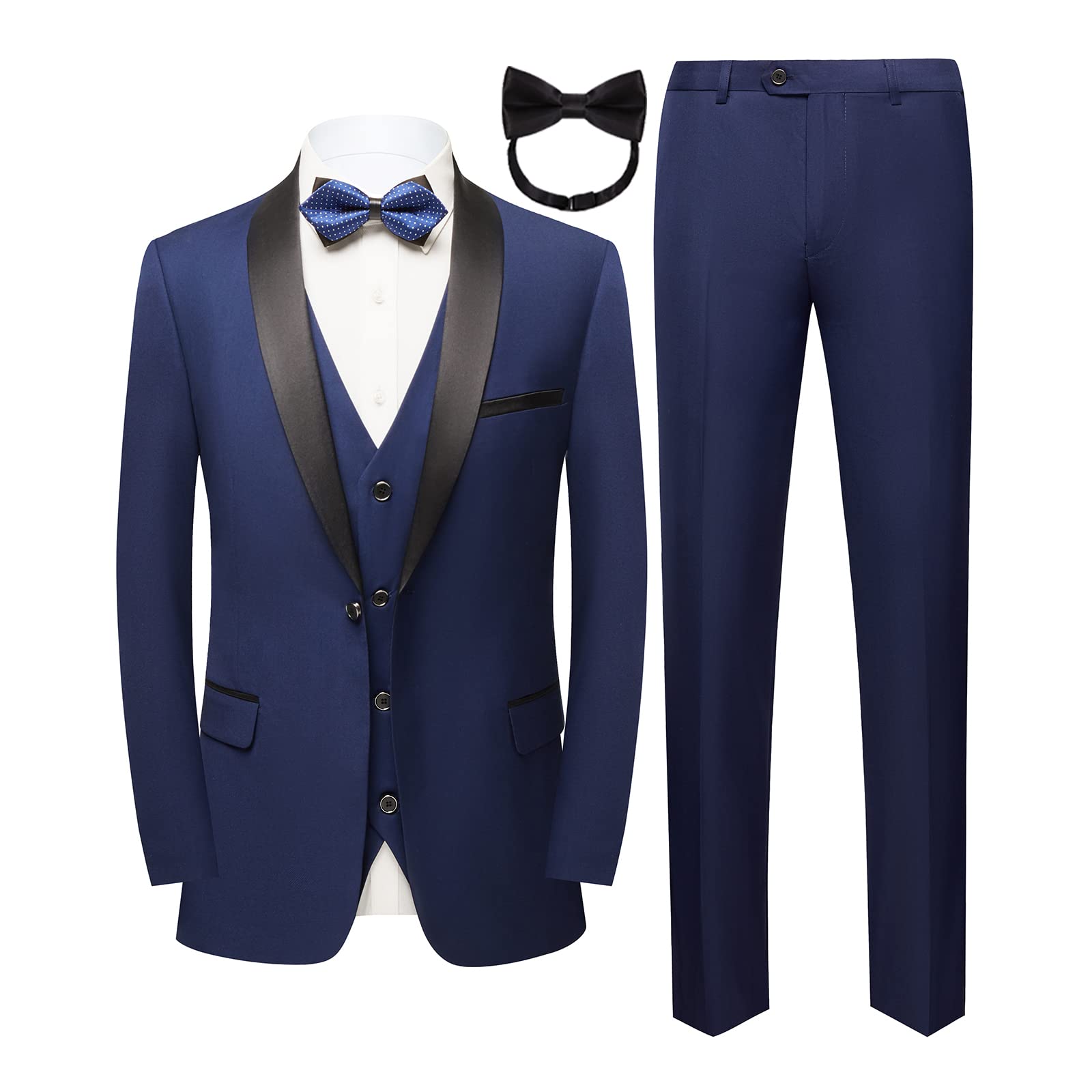 Mgnaie Tuxedo for Men Regular Fit 3 Piece Suit Shawl Lapel 1 Button Premium Dinner Suit Jacket