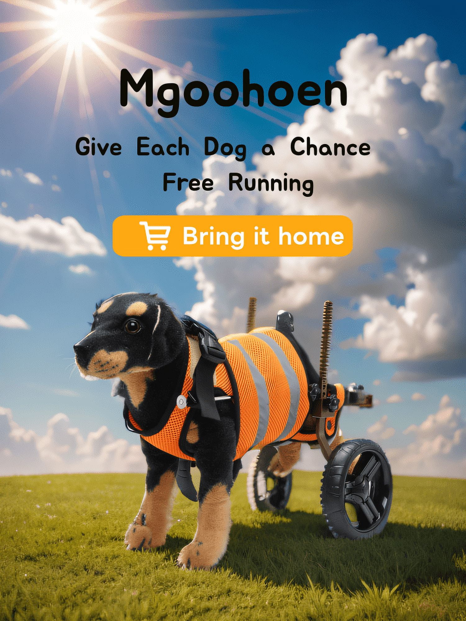 Mgoohoen Dog Wheelchair for Back Legs Adjustable Dog Wheelchairs with 2