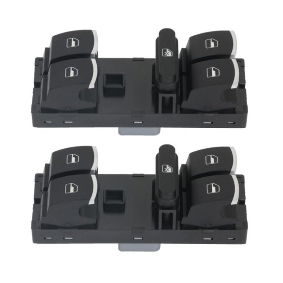 Mgpro 2pcs - Power Door Window Control Switch Front Left Driver Side Plastic Black E15033601Cp for VW for CC 12-17 for Golf 10-13 for Jetta 11-16 for Passat 12-16 for Tiguan 09-17