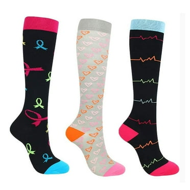 Mhoxuto 3 Pairs Womens Compression Socks, Support for Hiking Riding Running Long Stockings Circulation Sports High Socks