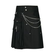 Mhoxuto Plus Size Cargo Skirts for Women Gothic Cosplay Solid Zipper Party Pleated Skirt Casual High Waist A Line Skirt