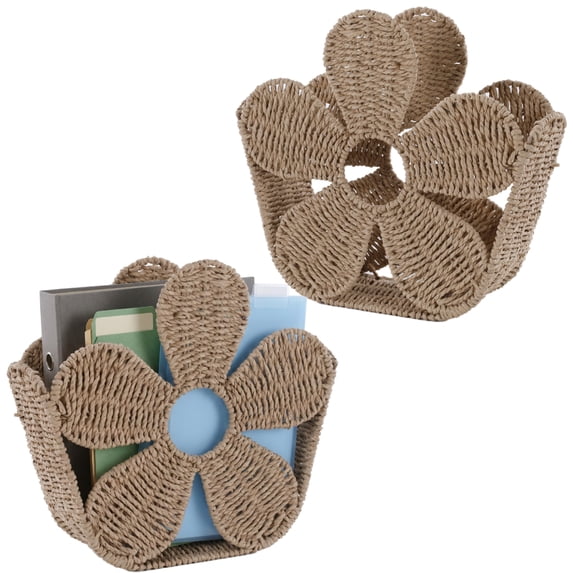 File Folder Magazine Home Rack Mhtegs 2 Pack Magazine Holder Hand-woven Counter Organizer Rack Modern ...