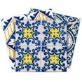 thumbnail image 1 of Mi Alma Abstract Blue Yellow Tile Stickers - Removable Vinyl 4x4, 24 pcs, 1 of 9