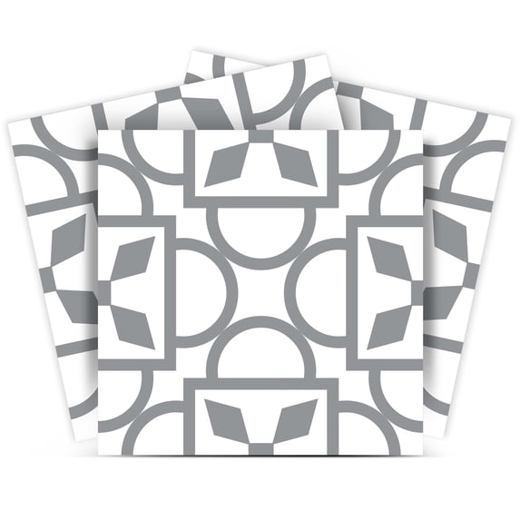 Mi Alma Abstract Gray White Tile Stickers - Removable Vinyl 4x4, 24 pcs