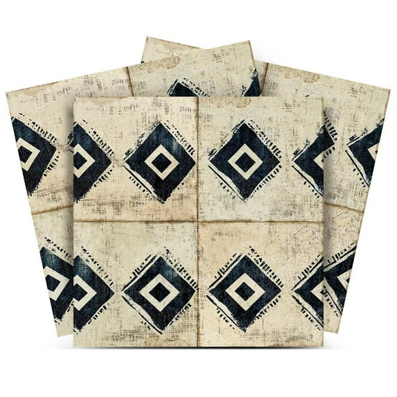 Mi Alma Beige Black Geometric Peel & Stick Tiles - Vinyl Backsplash 8x8