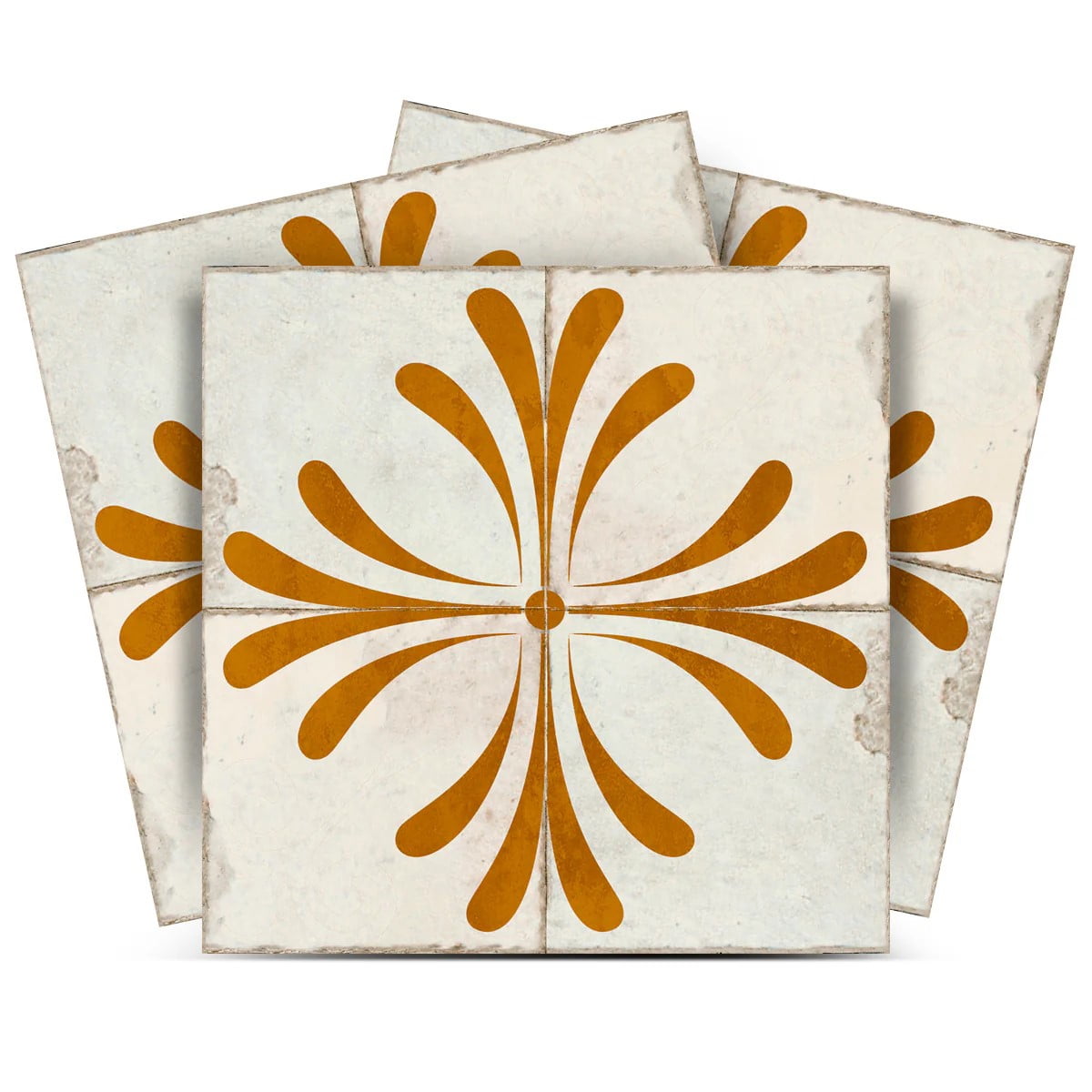 Beige and Gold Vintage Flower Vinyl Peel & Stick Tiles 8x8-inch