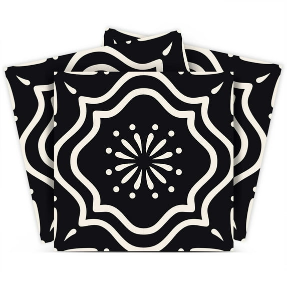 Mi Alma Black Floral Peel & Stick Tiles - Vinyl Backsplash 8x8