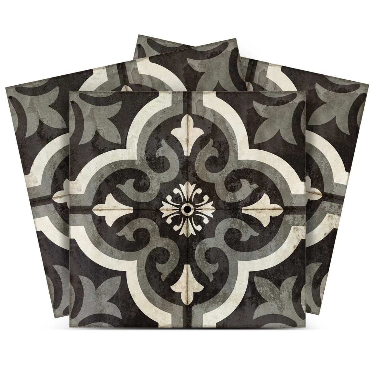 5x5 Inch Black and White Vinyl Peel and Stick Mosaic Tiles