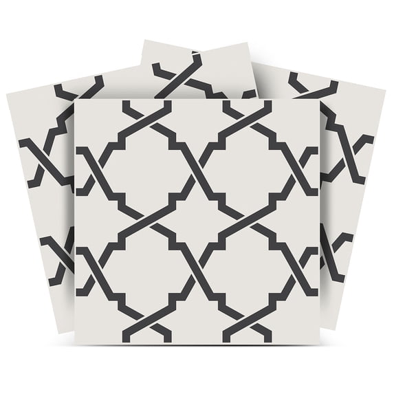 Mi Alma Black Line Pattern Peel & Stick Tiles - Vinyl Backsplash 8x8