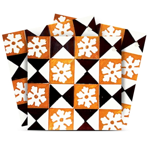 Mi Alma Black Orange Connecting Peel & Stick Vinyl Backsplash Tiles 5x5, 24 pcs