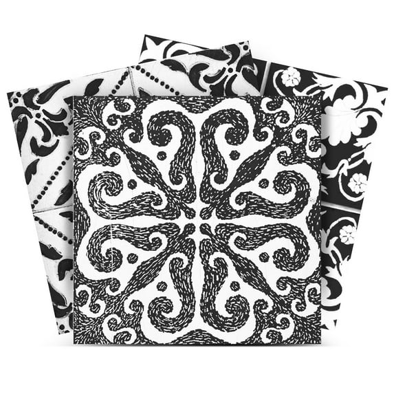 Mi Alma Black Vintage Peel & Stick Vinyl Backsplash Tiles 5x5, 24 pcs