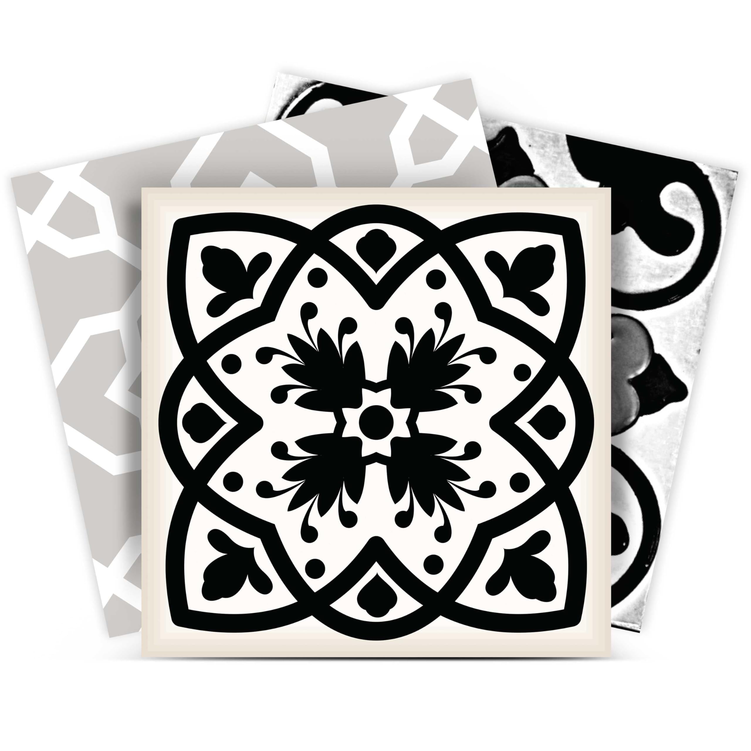 Mi Alma Black & White Collection Peel and Stick Tile Stickers 24 PC Set backsplash Tile Decals Bathroom & Kitchen Vinyl Wall Decals Easy to Apply Just Peel & Stick Home Decor (Line Decals, 4x4 Inch)