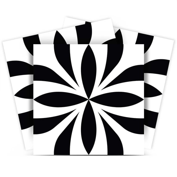 Mi Alma Black & White Collection Peel and Stick Tile Stickers 24 PC Set backsplash Tile Decals Bathroom & Kitchen Vinyl Wall Decals Easy to Apply Just Peel & Stick Home Decor (BOBO, 4x4 Inch)