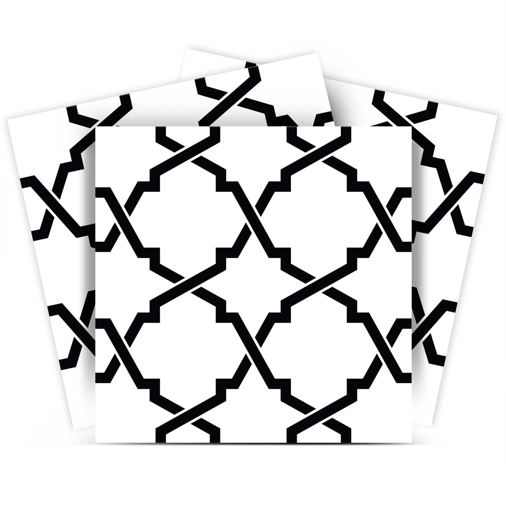 Mi Alma Black White Line Pattern Peel & Stick Tiles - Vinyl Backsplash 8x8