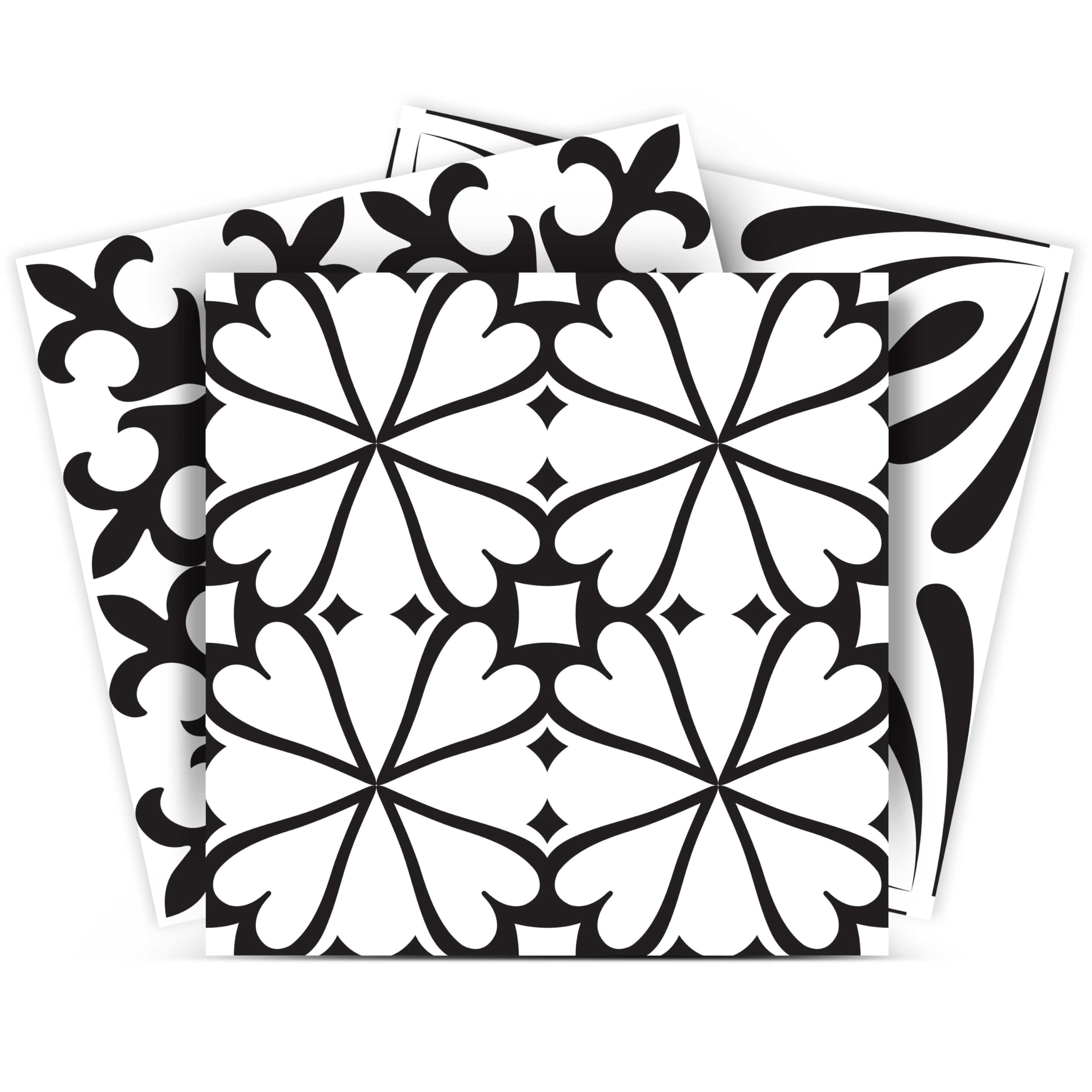 Mi Alma Black and White Tile Stickers Peel and Stick Tile Stickers 24 PC Set backsplash Tile Decals Bathroom & Kitchen Vinyl Wall Decals Just Peel Stick Home Decor (White B45, 4x4 Inch)