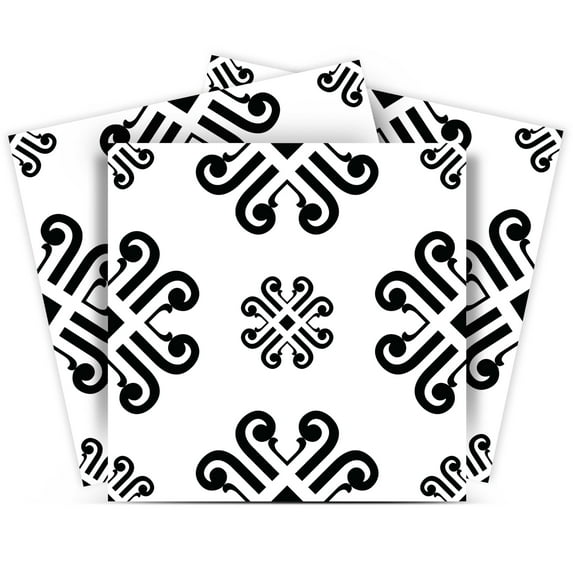 Mi Alma Black and White Tile Stickers Peel and Stick Tile Stickers 24 PC Set backsplash Tile Decals Bathroom & Kitchen Vinyl Wall Decals Just Peel Stick Home Decor (Talavera, 6x6 Inch)