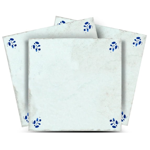 Mi Alma Blue Leaf Tile Stickers - Removable Vinyl 4x4, 24 pcs