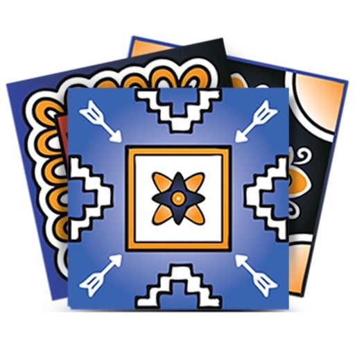 Mi Alma Blue Orange Floral Peel & Stick Vinyl Backsplash Tiles 5x5, 24 pcs