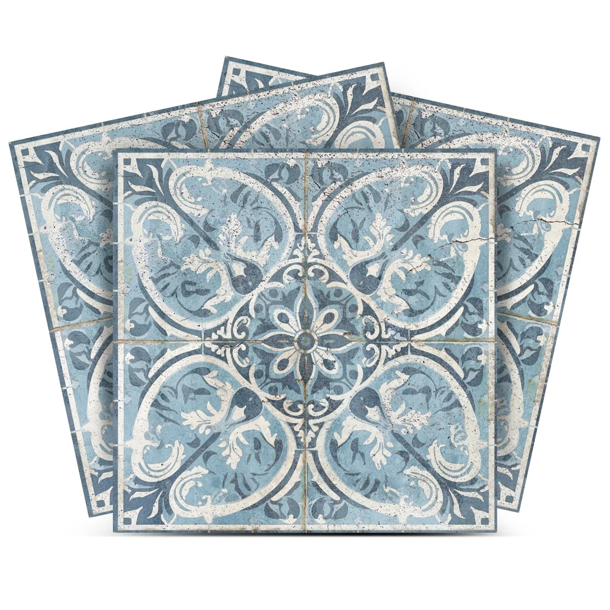 Steelblue and White Vinyl Peel and Stick Tile 8x8-inch