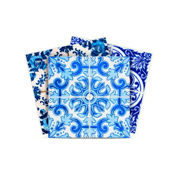 Mi Alma Blue White Abstract Peel & Stick Tiles - Vinyl Backsplash 8x8