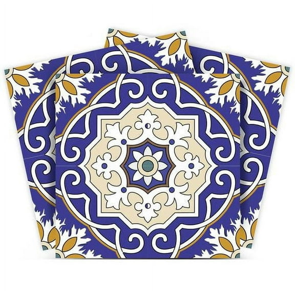 Mi Alma Blue Yellow Floral Peel & Stick Tiles - Vinyl Backsplash 8x8