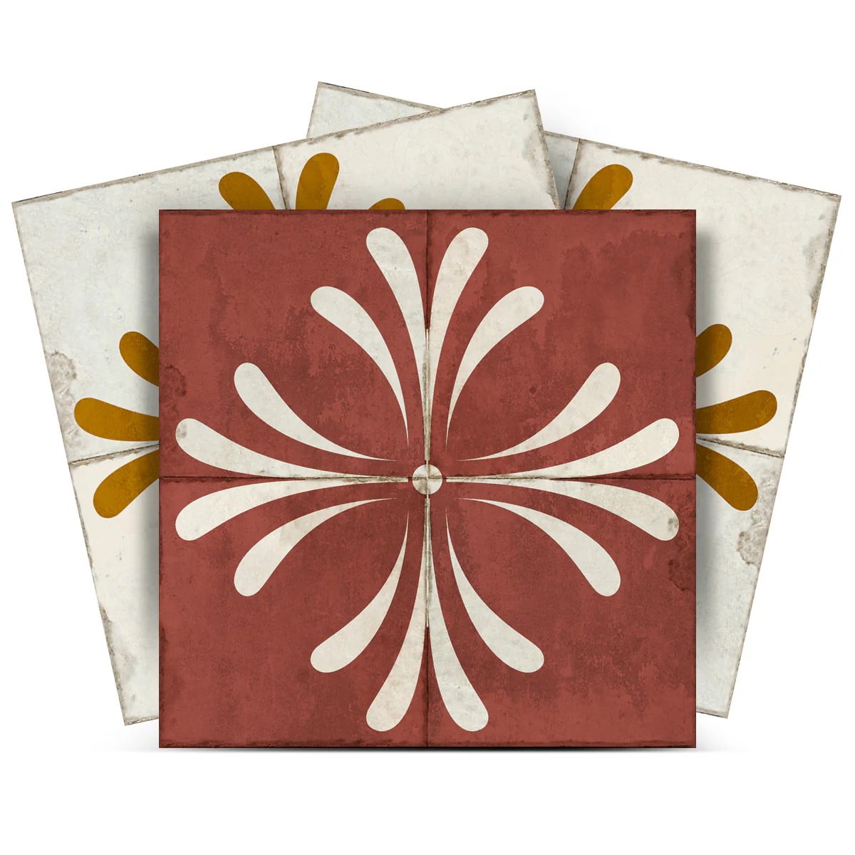 8x8-inch Dark Red and Beige Vinyl Peel and Stick Mosaic Tile Set