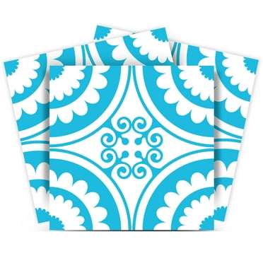 Mi Alma Circles Blue Tile Stickers - Removable Vinyl 4x4, 24 pcs