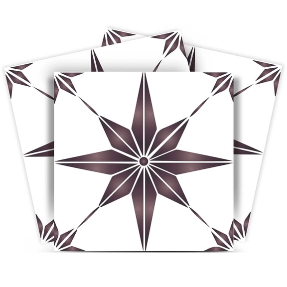 Mi Alma Dark Purple Star Shaped Peel & Stick Vinyl Backsplash Tiles 5x5, 24 pcs