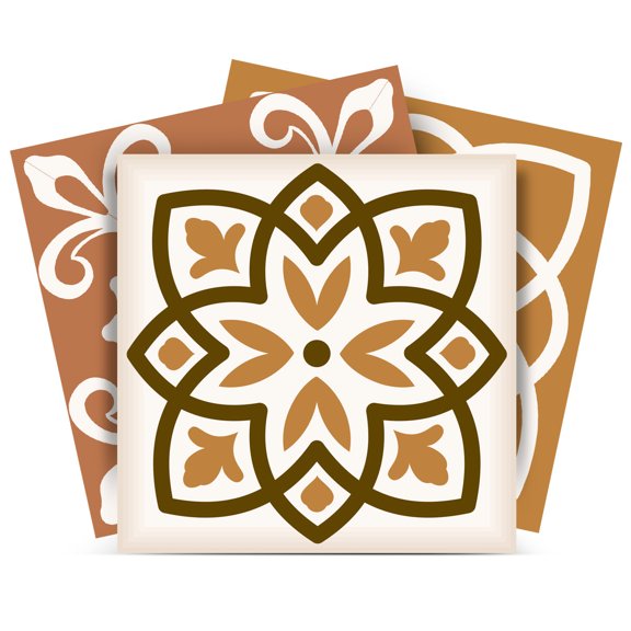 Mi Alma Floral Brown Tile Stickers - Removable Vinyl 4x4, 24 pcs