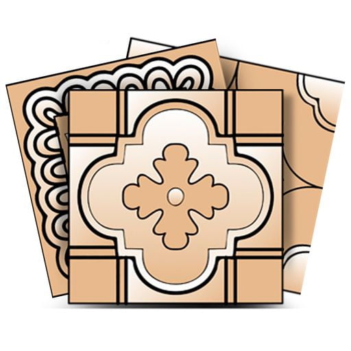 Mi Alma Floral Brown Tile Stickers - Removable Vinyl 4x4, 24 pcs