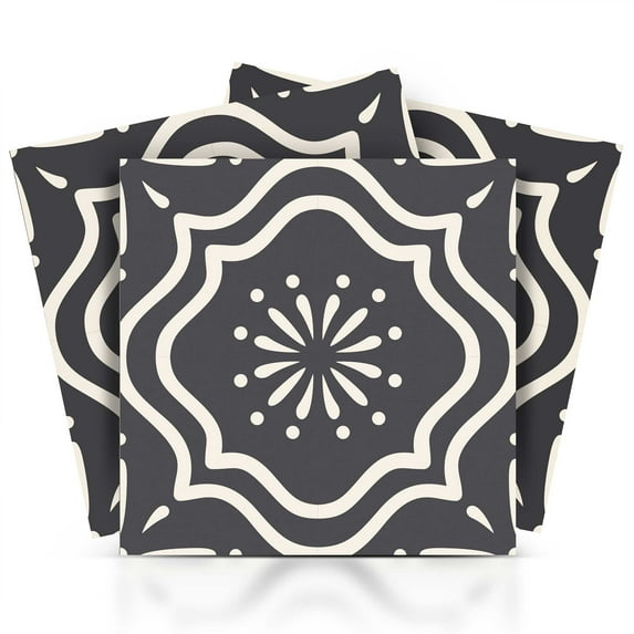 Mi Alma Floral Dark Gray Tile Stickers - Removable Vinyl 4x4, 24 pcs