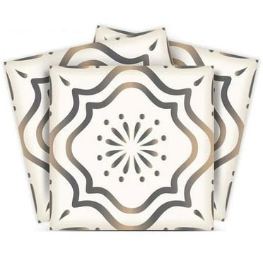 Mi Alma Floral Gold Gray Tile Stickers - Removable Vinyl 4x4, 24 pcs