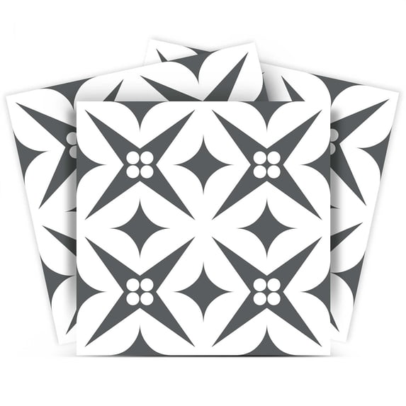 Mi Alma Floral Gray Tile Stickers - Removable Vinyl 4x4, 24 pcs