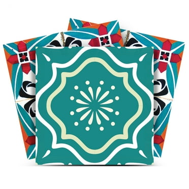 Mi Alma Floral Green Red Tile Stickers - Removable Vinyl 4x4, 24 pcs