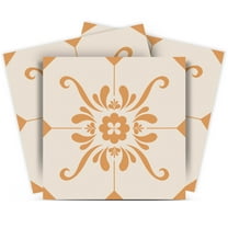 Mi Alma Floral Orange Cream Tile Stickers - Removable Vinyl 4x4, 24 pcs