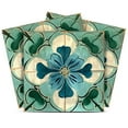 thumbnail image 1 of Mi Alma Flower Green Blue Tile Stickers - Removable Vinyl 4x4, 24 pcs, 1 of 13
