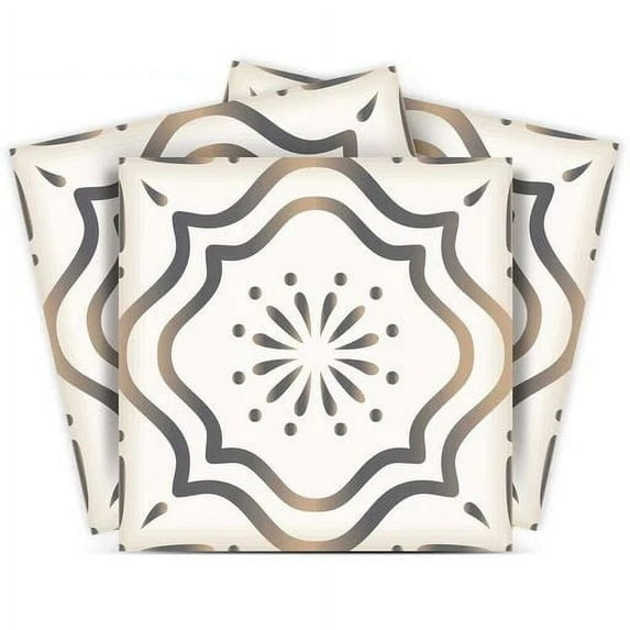 Mi Alma Gold Gray Floral Peel & Stick Vinyl Backsplash Tiles 5x5, 24 pcs