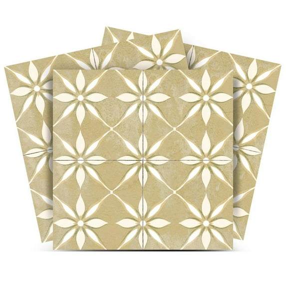 Mi Alma Gold Yellow Floral Peel & Stick Tiles - Vinyl Backsplash 8x8