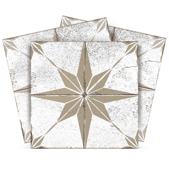 Mi Alma Gray Brown Star Shaped Peel & Stick Tiles - Vinyl Backsplash 8x8