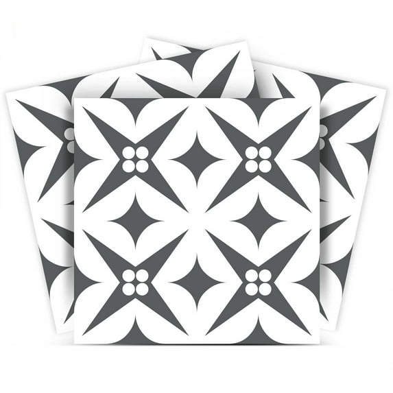 Mi Alma Gray Floral Peel & Stick Tiles - Vinyl Backsplash 8x8