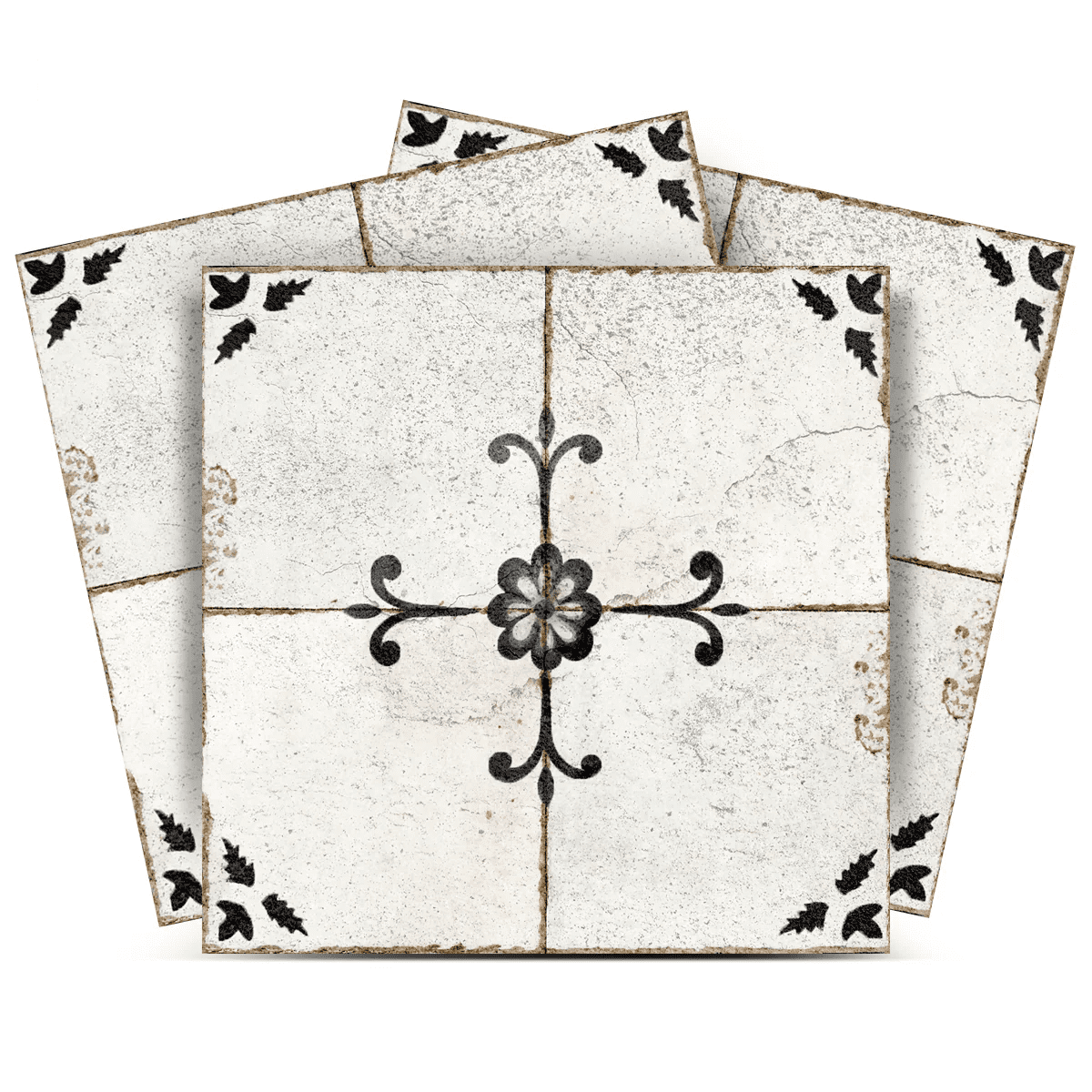 5x5 Inch Vintage Black and White Vinyl Peel and Stick Tiles