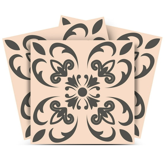 Mi Alma Gray Floral Peel & Stick Vinyl Backsplash Tiles 5x5, 24 pcs