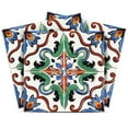 thumbnail image 1 of Mi Alma Green/Brown Retro Floral Peel & Stick Tiles - Vinyl Backsplash 8x8, 1 of 11