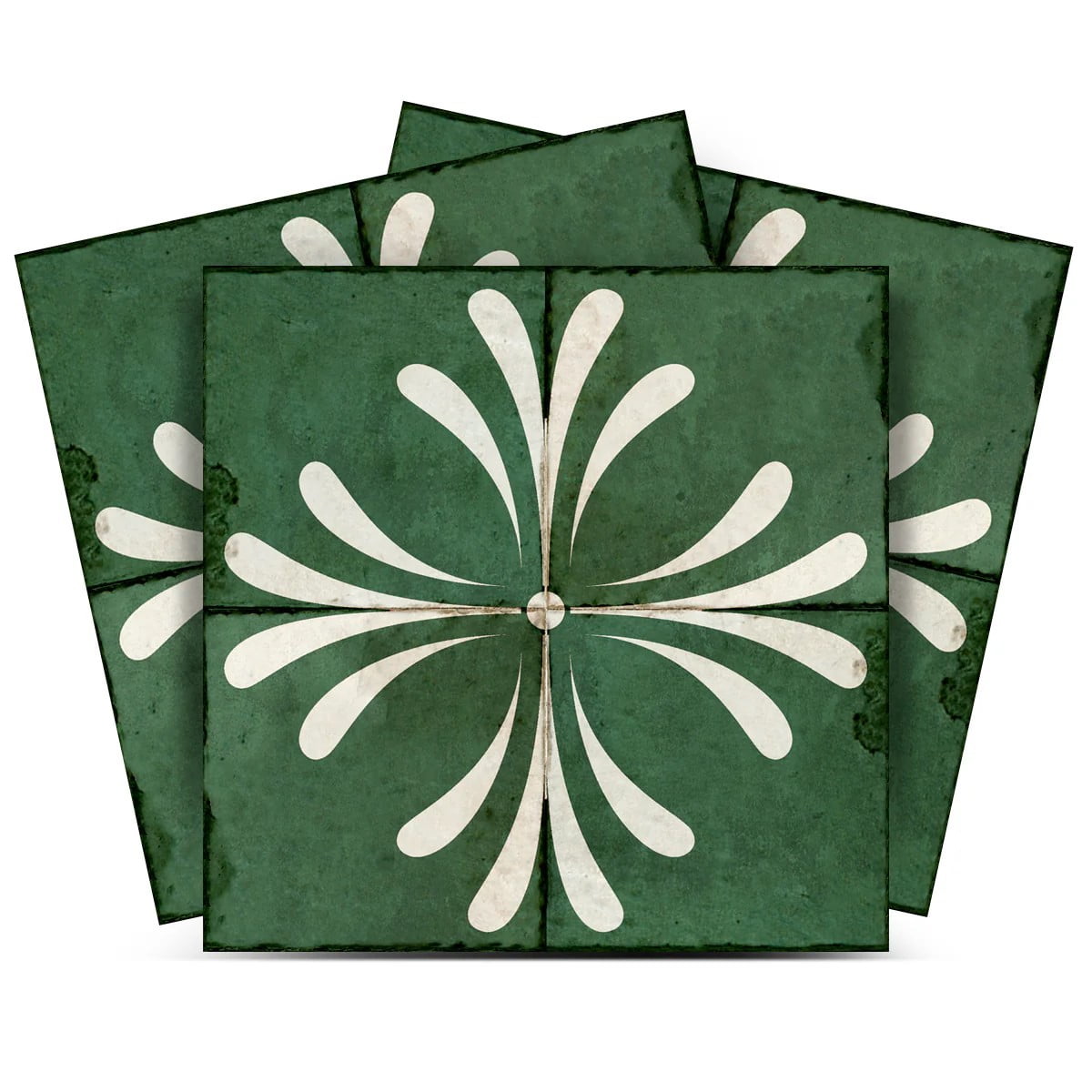 Green and White Vinyl Peel and Stick Backsplash Tiles, 8x8-inch