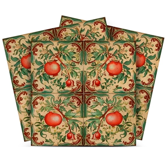 Mi Alma Green Red Pomegranate Peel & Stick Tiles - Vinyl Backsplash 8x8