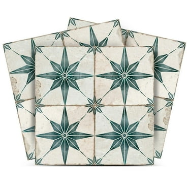 Mi Alma Green Star Shaped Peel & Stick Tiles - Vinyl Backsplash 8x8