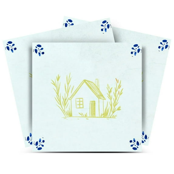 Mi Alma House Yellow Tile Stickers - Removable Vinyl 4x4, 24 pcs