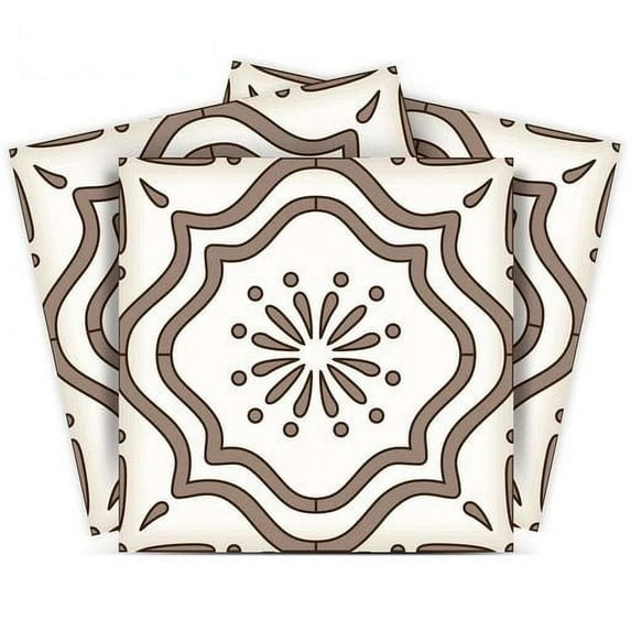 Mi Alma Light Brown Floral Peel & Stick Tiles - Vinyl Backsplash 8x8